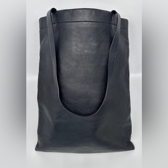 RARE Saint Laurent Black Leather Shopping Tote|Minimalist Designer Shoulder Bag - Picture 1 of 5